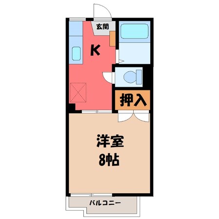 宇都宮駅 バス20分  ヨークベニマル前下車：停歩5分 2階の物件間取画像